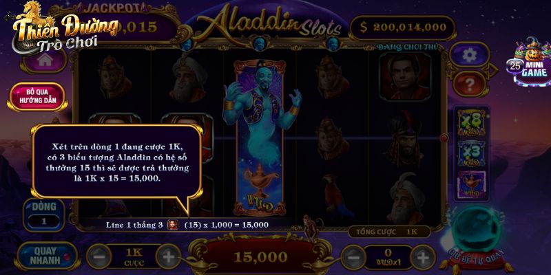 Giữ để tự quay slot aladin